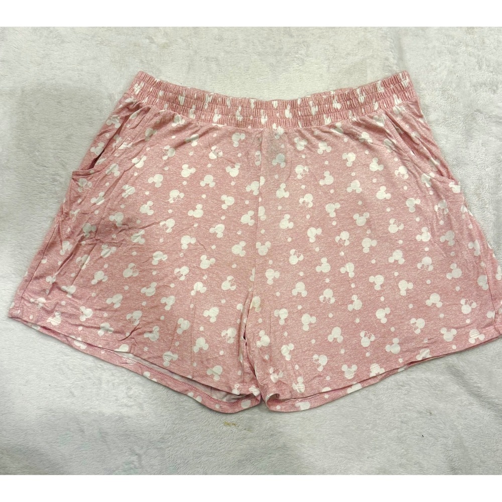 Disney Minnie Mouse Pajama Shorts Pink Polka Dot Sleep‎ Bottoms Womens Large
